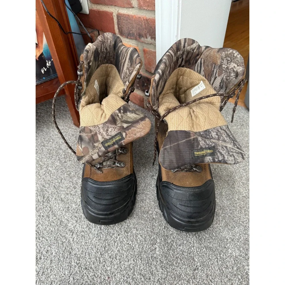 Cabelas Dry-Plus Thinsulate Ultra Hunting Boots Mens 11 D Brown Camo Waterproof